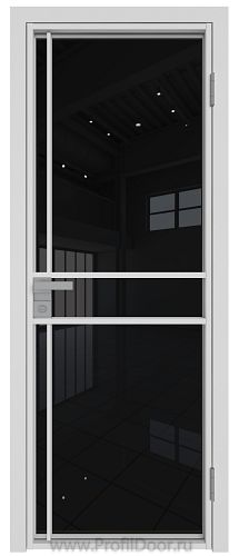 Дверь Profil Doors 9AG стекло Черный Триплекс цвет профиля Белый матовый RAL9003