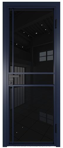 Дверь Profil Doors 9AG стекло Черный Триплекс цвет профиля Cиний матовый RAL5003