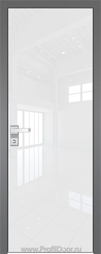 Дверь Profil Doors 1AGK стекло Lacobel Белый лак кромка Матовая алюминиевая