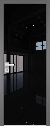 Дверь Profil Doors 1AGK стекло Lacobel Черный лак кромка Матовая алюминиевая