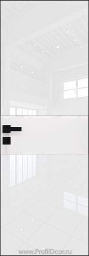 Дверь Profil Doors 5AGK кромка BLACK EDITION с 4-х сторон стекло Lacobel Белый лак вставка Аляска