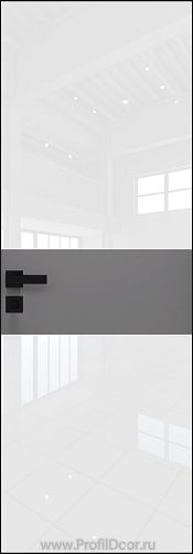 Дверь Profil Doors 5AGK кромка BLACK EDITION с 4-х сторон стекло Lacobel Белый лак вставка Грей