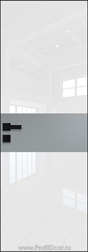 Дверь Profil Doors 5AGK кромка BLACK EDITION с 4-х сторон стекло Lacobel Белый лак вставка Кварц матовый