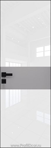 Дверь Profil Doors 5AGK кромка BLACK EDITION с 4-х сторон стекло Lacobel Белый лак вставка Манхэттен