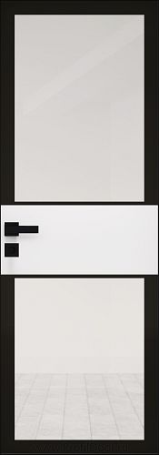 Дверь Profil Doors 5AGK кромка BLACK EDITION с 4-х сторон стекло Прозрачное черный прокрас вставка Белый матовый
