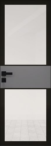 Дверь Profil Doors 5AGK кромка BLACK EDITION с 4-х сторон стекло Прозрачное черный прокрас вставка Грей