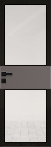 Дверь Profil Doors 5AGK кромка BLACK EDITION с 4-х сторон стекло Прозрачное черный прокрас вставка Какао матовый