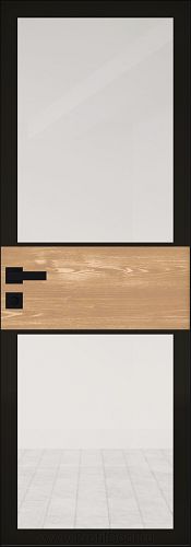 Дверь Profil Doors 5AGK кромка BLACK EDITION с 4-х сторон стекло Прозрачное черный прокрас вставка Каштан Натуральный