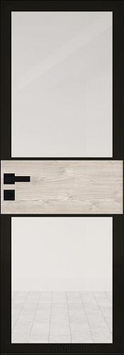 Дверь Profil Doors 5AGK кромка BLACK EDITION с 4-х сторон стекло Прозрачное черный прокрас вставка Каштан Светлый