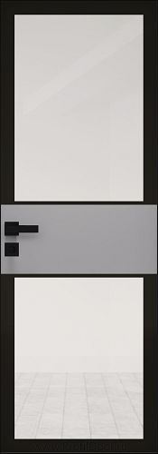 Дверь Profil Doors 5AGK кромка BLACK EDITION с 4-х сторон стекло Прозрачное черный прокрас вставка Манхэттен