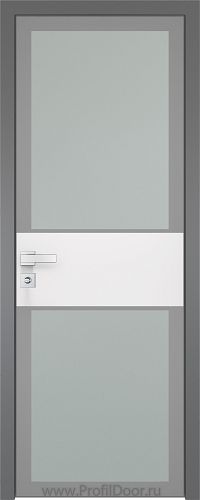 Дверь Profil Doors 5AGK вставка Белый матовый стекло Мателюкс серый прокрас кромка Матовая алюминиевая