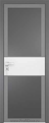 Дверь Profil Doors 5AGK вставка Белый матовый стекло Планибель графит серый прокрас кромка Матовая алюминиевая