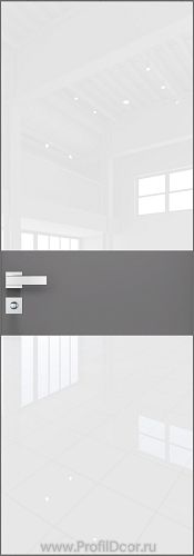 Дверь Profil Doors 5AGK кромка Матовый Алюминий с 4-х сторон стекло Lacobel Белый лак вставка Грей