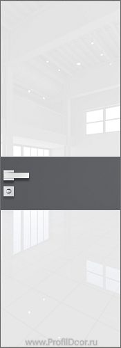 Дверь Profil Doors 5AGK кромка Матовый Алюминий с 4-х сторон стекло Lacobel Белый лак вставка Серый матовый