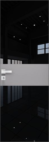 Дверь Profil Doors 5AGK кромка Матовый Алюминий с 4-х сторон стекло Lacobel Черный лак вставка Манхэттен