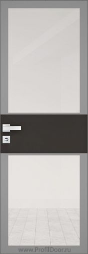 Дверь Profil Doors 5AGK кромка Матовый Алюминий с 4-х сторон стекло Прозрачное серый прокрас вставка Чёрный Seidenmatt