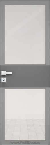 Дверь Profil Doors 5AGK кромка Матовый Алюминий с 4-х сторон стекло Прозрачное серый прокрас вставка Грей
