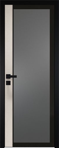 Дверь Profil Doors 6AGK вставка Дуб SKY Белёный стекло Планибель графит черный прокрас кромка Black Edition