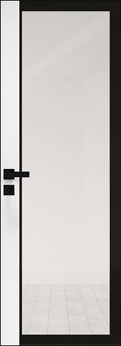 Дверь Profil Doors 6AGK кромка BLACK EDITION с 4-х сторон стекло Прозрачное черный прокрас вставка Аляска