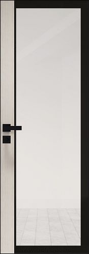 Дверь Profil Doors 6AGK кромка BLACK EDITION с 4-х сторон стекло Прозрачное черный прокрас вставка Дуб SKY Белёный