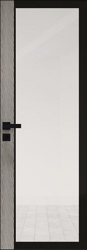 Дверь Profil Doors 6AGK кромка BLACK EDITION с 4-х сторон стекло Прозрачное черный прокрас вставка Дуб SKY Denim
