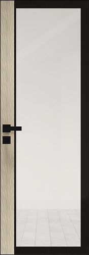Дверь Profil Doors 6AGK кромка BLACK EDITION с 4-х сторон стекло Прозрачное черный прокрас вставка Дуб SKY Крем