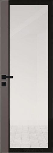 Дверь Profil Doors 6AGK кромка BLACK EDITION с 4-х сторон стекло Прозрачное черный прокрас вставка Какао матовый