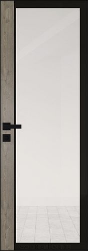Дверь Profil Doors 6AGK кромка BLACK EDITION с 4-х сторон стекло Прозрачное черный прокрас вставка Каштан Темный