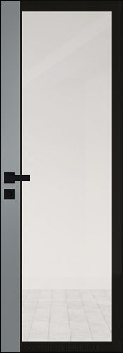 Дверь Profil Doors 6AGK кромка BLACK EDITION с 4-х сторон стекло Прозрачное черный прокрас вставка Кварц матовый