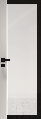 Дверь Profil Doors 6AGK кромка BLACK EDITION с 4-х сторон стекло Прозрачное черный прокрас вставка Магнолия Сатинат
