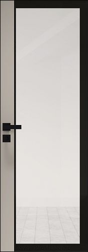 Дверь Profil Doors 6AGK кромка BLACK EDITION с 4-х сторон стекло Прозрачное черный прокрас вставка Санд