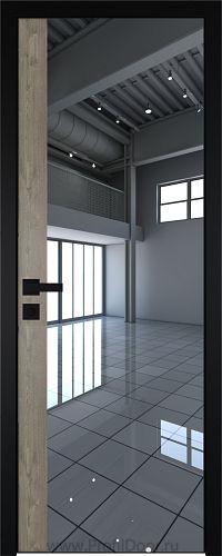 Дверь Profil Doors 6AGK вставка Каштан темный стекло Зеркало кромка Black Edition