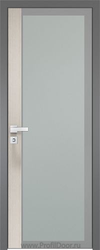 Дверь Profil Doors 6AGK вставка Дуб SKY Белёный стекло Мателюкс серый прокрас кромка Матовая алюминиевая