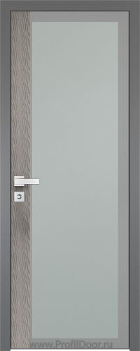 Дверь Profil Doors 6AGK вставка Дуб SKY Denim стекло Мателюкс серый прокрас кромка Матовая алюминиевая