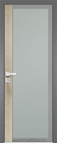 Дверь Profil Doors 6AGK вставка Дуб SKY Крем стекло Мателюкс серый прокрас кромка Матовая алюминиевая