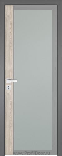 Дверь Profil Doors 6AGK вставка Каштан светлый стекло Мателюкс серый прокрас кромка Матовая алюминиевая