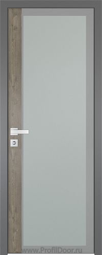 Дверь Profil Doors 6AGK вставка Каштан темный стекло Мателюкс серый прокрас кромка Матовая алюминиевая