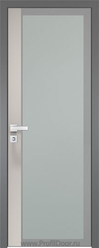 Дверь Profil Doors 6AGK вставка Магнолия Сатинат стекло Мателюкс серый прокрас кромка Матовая алюминиевая
