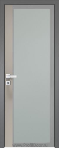 Дверь Profil Doors 6AGK вставка Санд стекло Мателюкс серый прокрас кромка Матовая алюминиевая
