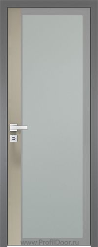Дверь Profil Doors 6AGK вставка Шеллгрей стекло Мателюкс серый прокрас кромка Матовая алюминиевая