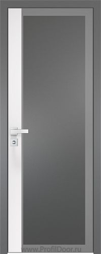 Дверь Profil Doors 6AGK вставка Аляска стекло Планибель графит серый прокрас кромка Матовая алюминиевая