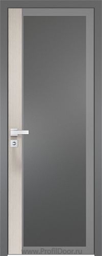 Дверь Profil Doors 6AGK вставка Дуб SKY Белёный стекло Планибель графит серый прокрас кромка Матовая алюминиевая