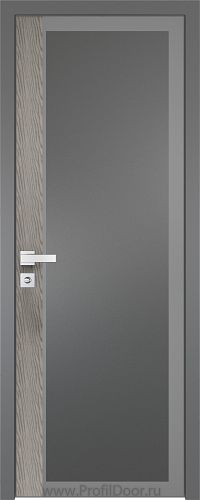 Дверь Profil Doors 6AGK вставка Дуб SKY Denim стекло Планибель графит серый прокрас кромка Матовая алюминиевая
