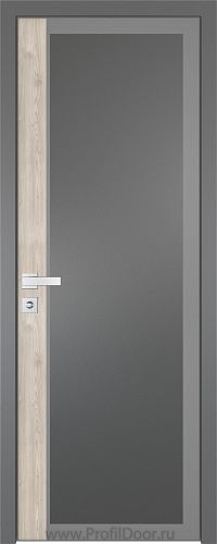 Дверь Profil Doors 6AGK вставка Каштан светлый стекло Планибель графит серый прокрас кромка Матовая алюминиевая