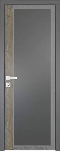 Дверь Profil Doors 6AGK вставка Каштан темный стекло Планибель графит серый прокрас кромка Матовая алюминиевая
