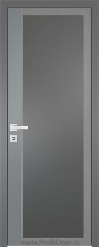 Дверь Profil Doors 6AGK вставка Кварц матовый стекло Планибель графит серый прокрас кромка Матовая алюминиевая