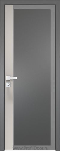 Дверь Profil Doors 6AGK вставка Магнолия Сатинат стекло Планибель графит серый прокрас кромка Матовая алюминиевая