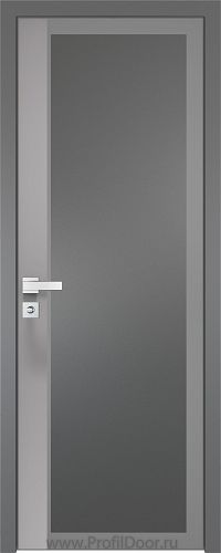 Дверь Profil Doors 6AGK вставка Манхэттен стекло Планибель графит серый прокрас кромка Матовая алюминиевая