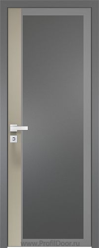 Дверь Profil Doors 6AGK вставка Шеллгрей стекло Планибель графит серый прокрас кромка Матовая алюминиевая
