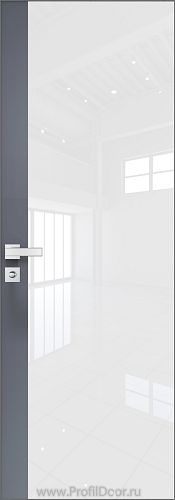 Дверь Profil Doors 6AGK кромка Матовый Алюминий с 4-х сторон стекло Lacobel Белый лак вставка Антрацит